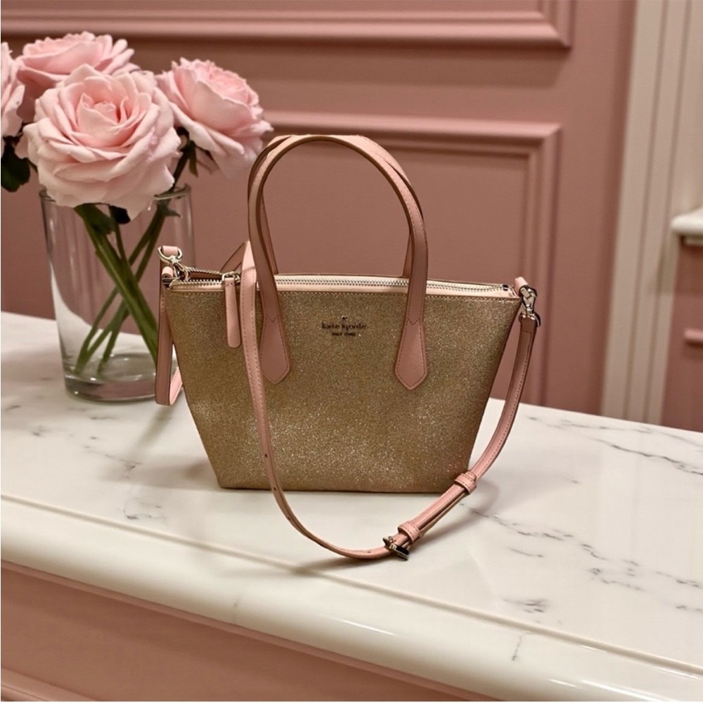 Kate Spade Pink & Rose Gold Glitter Satchel - Picture 3 of 7